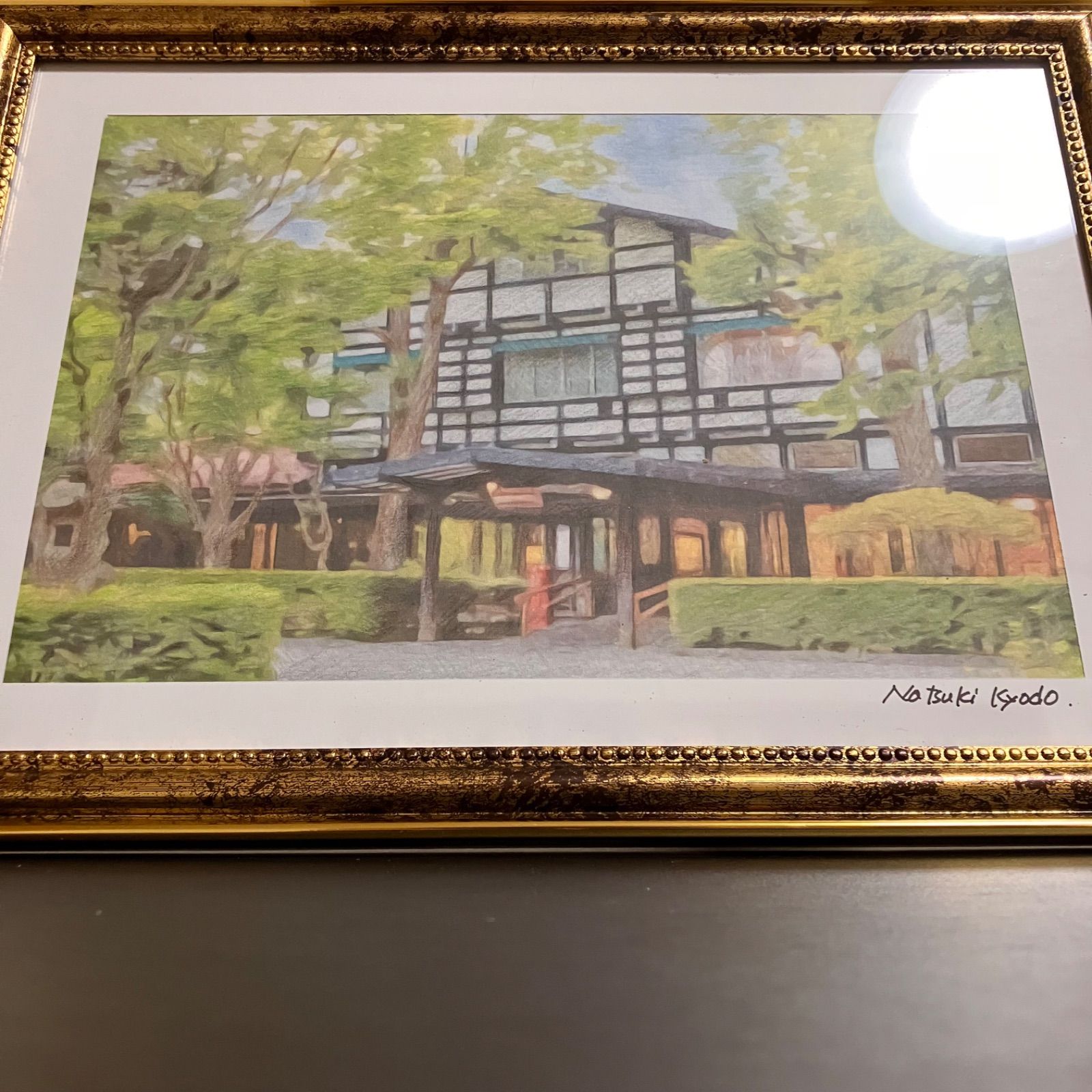 ジブリアート⑦ 風立ちぬより「万平ホテル」額装品　額縁寸法32.7㎝×24.0㎝ ジブリアート⑦風立ちぬより「万平ホテル」額装品 額縁寸法32.7