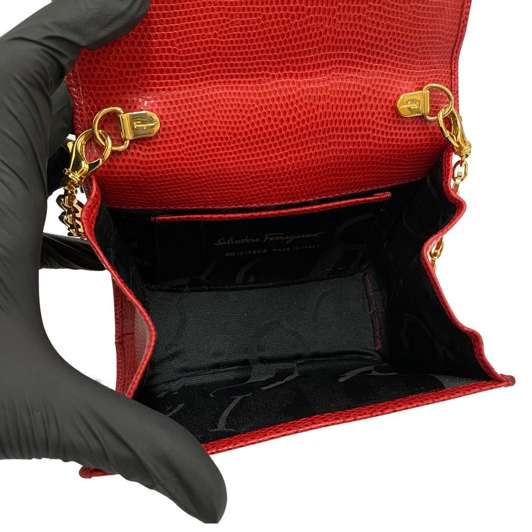 Salvatore Ferragamo ハンドバッグ 赤色 レザー 革 リボン - ハンドバッグ
