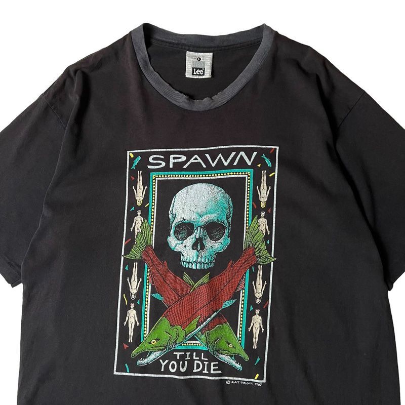 雰囲気系 80s USA製 Ray Troll スカル アート プリント 半袖 Tシャツ L