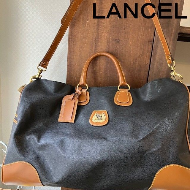 ランセル ＬＡＮＣＥＬ ゴルフバッグ PVCレザー 2WAYボストンバッグ 旅行カバン ショルダーバッグ レザーネームプレート