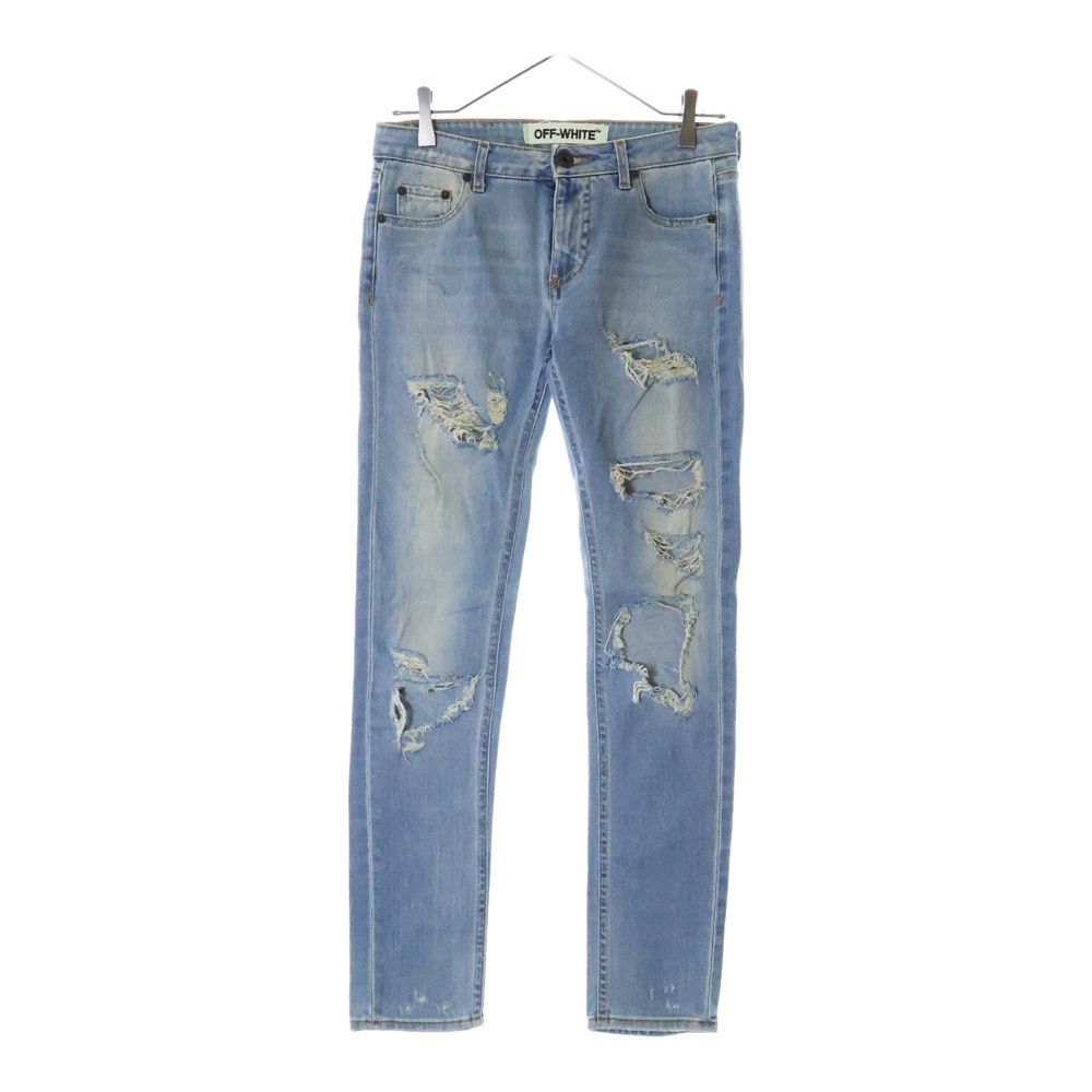 OFF-WHITE (オフホワイト) Slim Split Jeans バックバイアス刺繍