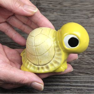 信楽焼 おきもの 長寿・金運にご利益あり 陶器 かめ 置き物 カメ やきもの 縁起物 しがらき 庭  3号福亀(黄色) ok-0069