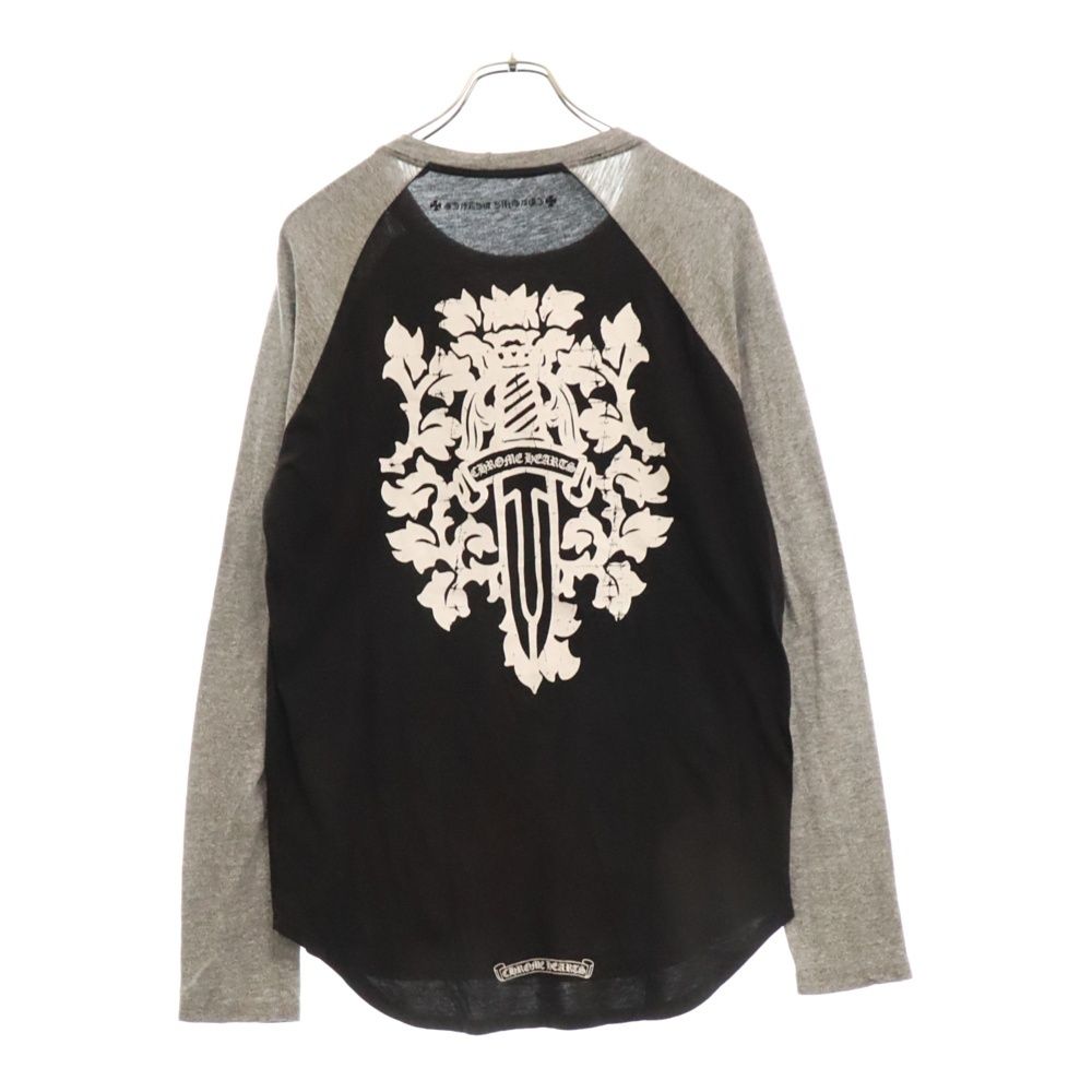 CHROME HEARTS (クロムハーツ) CH L S バックダガーラグランスリーブ長袖Tシャツ カットソー M ブラック/グレー - メルカリ