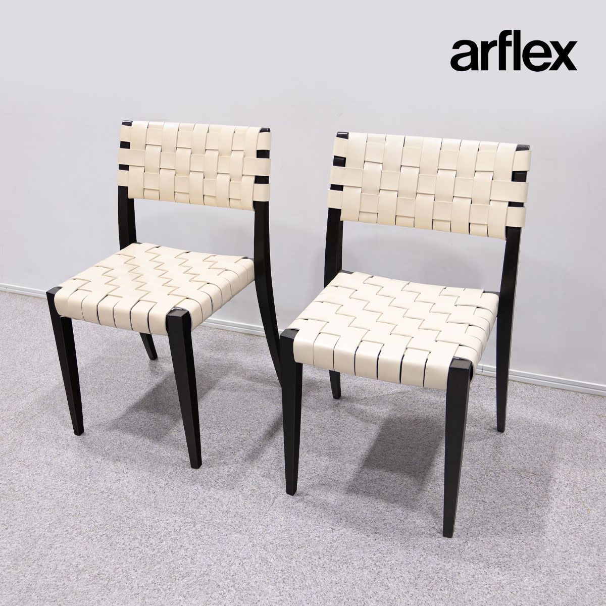 【中古品】arflex アルフレックス TINA 10 ティナ 10 ダイニングチェア 2脚セット レザー 川上 元美 定価36万