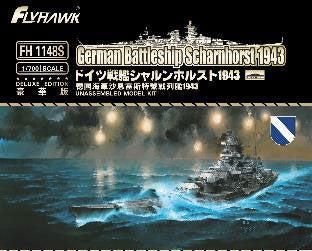 フライホークモデル 1|700 ドイツ海軍 戦艦 シャルンホルスト 1943 豪華版 スケールモデル ミリタリープラモデル 模型