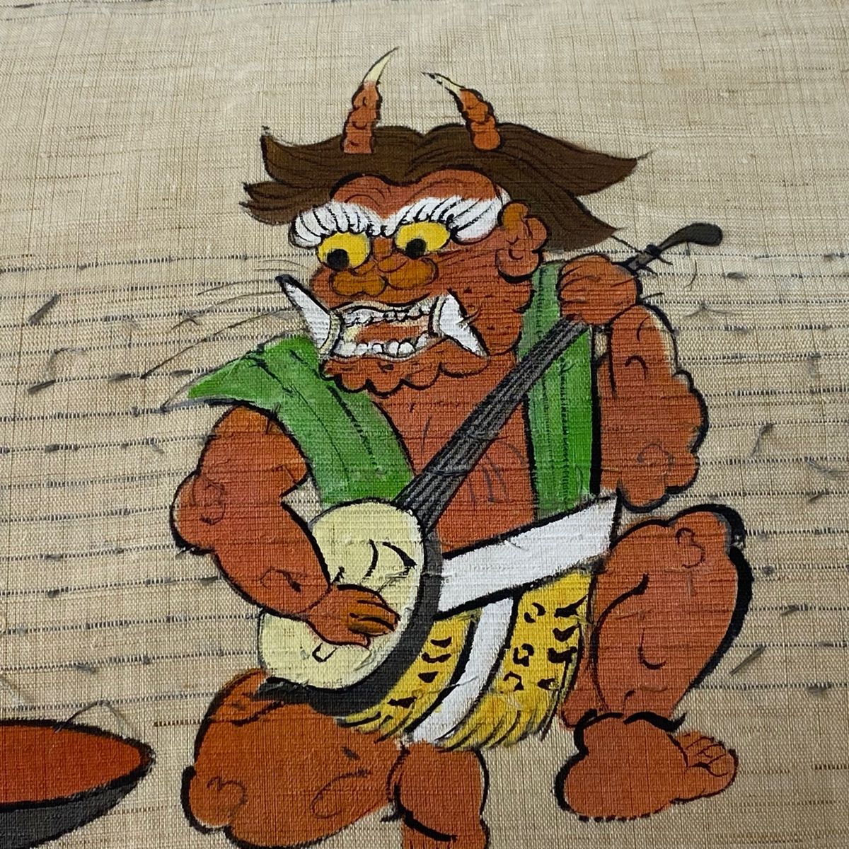 名古屋帯 美品 逸品 衣織庵 近江秦荘帯 鬼 盃 薄茶色 麻 【中古  