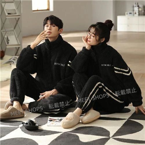 ♥ ペアパジャマ 冬 もこもこ カップル ペア ルームウェア セット 前開き 長袖 ペアパジャマ モコモコ メンズ ペアパジャマ カップル 秋冬 結婚祝い プレゼント ペ ddhc69