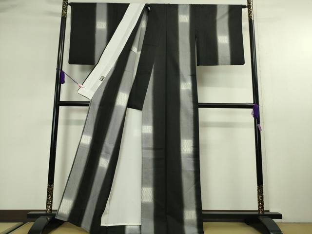 平和屋本店■極上　夏物　十日町 名門青柳謹製　櫛引織　赤城紬　草木染　黒地　逸品　DZAA2535kh5 平和屋本店□極上 夏物 十日町 名門青柳謹製 櫛引織 赤城紬 草木染