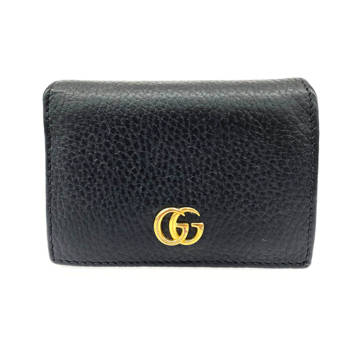 GUCCI グッチ プチマーモント 二つ折り 財布  456126 0416 ブラック レザー レディース 　241016001305 GUCCI グッチ プチマーモント 二つ折り 財布 456126 0416 ブラック