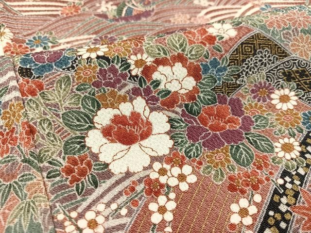 小紋 鮮やかな花の染め 総柄 正絹 AK-6412 小紋 鮮やかな花の染め ぶち込め 総柄 正絹 AK-6412