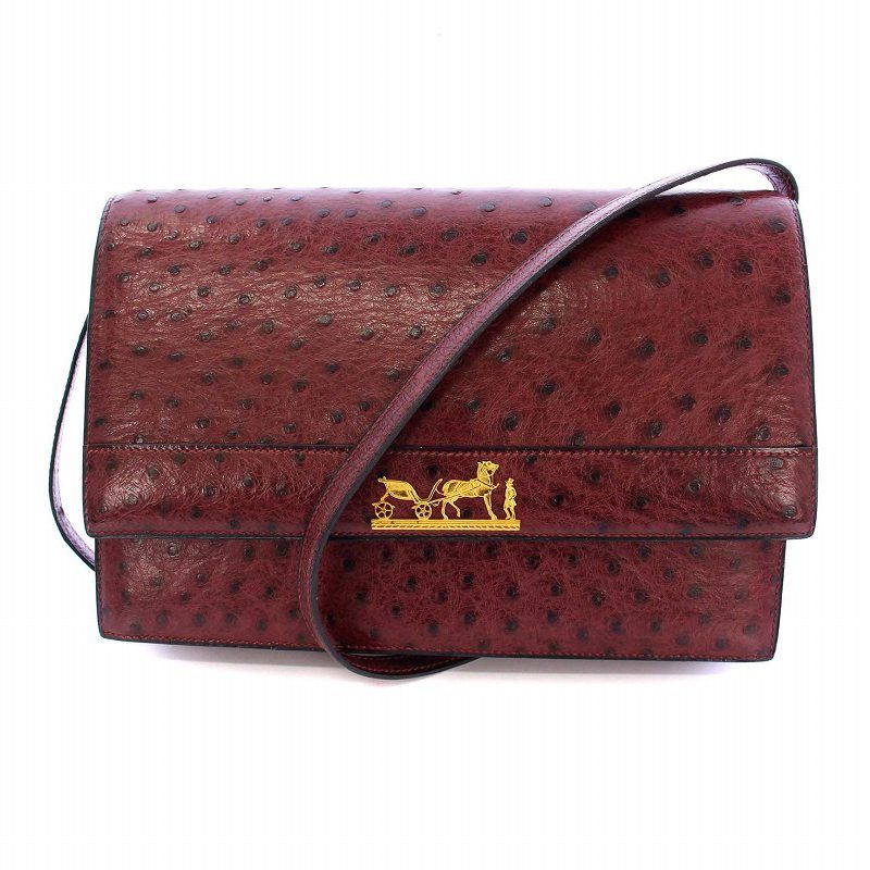 エルメス オーストリッチ ユージェニー ショルダーバッグ クラッチバッグ エルメス HERMES オーストリッチ ユージェニー 2WAY ショルダーバッグ