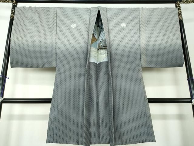 平和屋着物●男性　色紋付　羽織セット　キングサイズ　長羽織　着物・御召御納戸色　羽織・百入茶色　正絹　逸品　DAAV6859ps 平和屋着物○男性 色紋付 羽織セット キングサイズ 長羽織 着物・御召