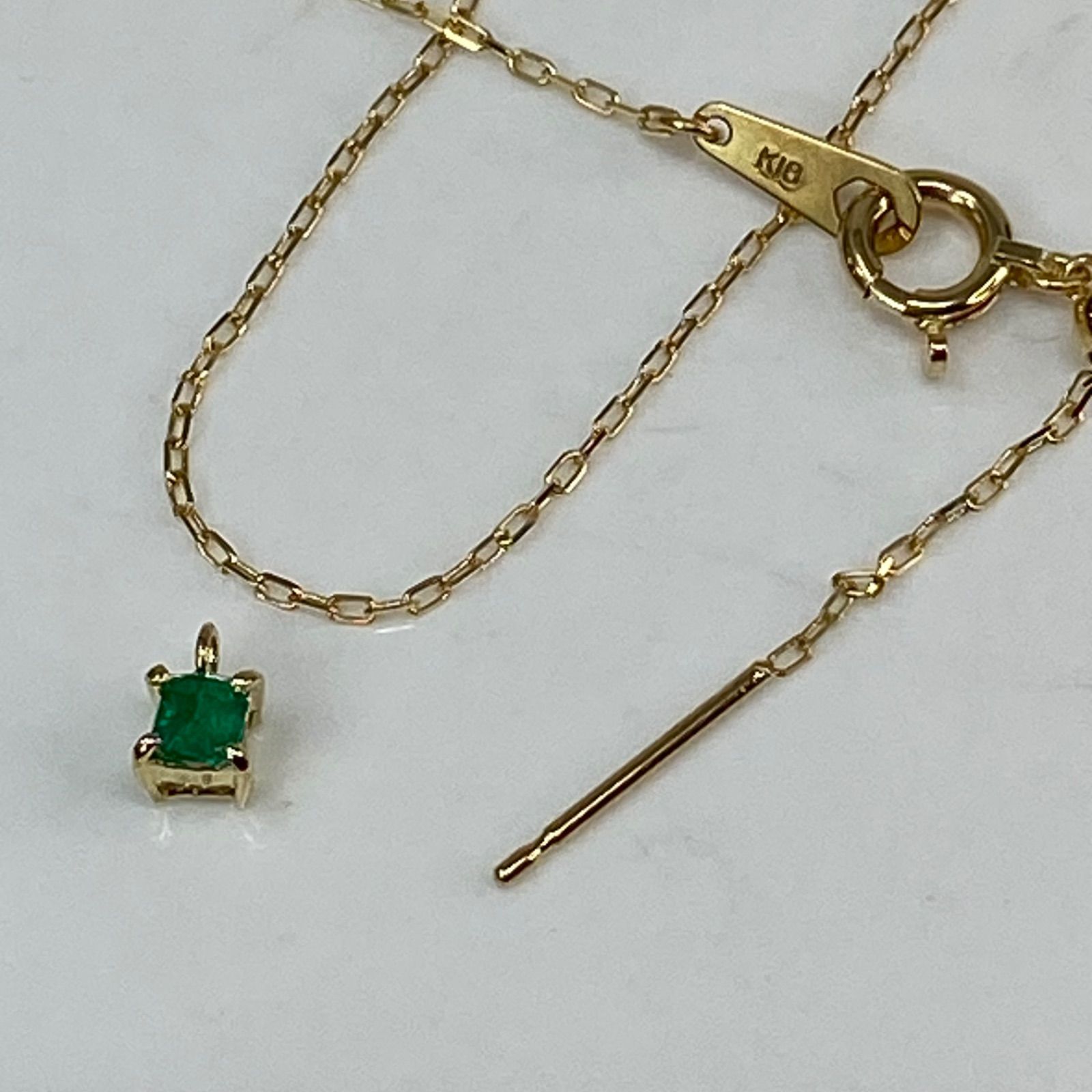 K18YG AU750 18金 天然エメラルド 0.08ct ネックレス - メルカリ
