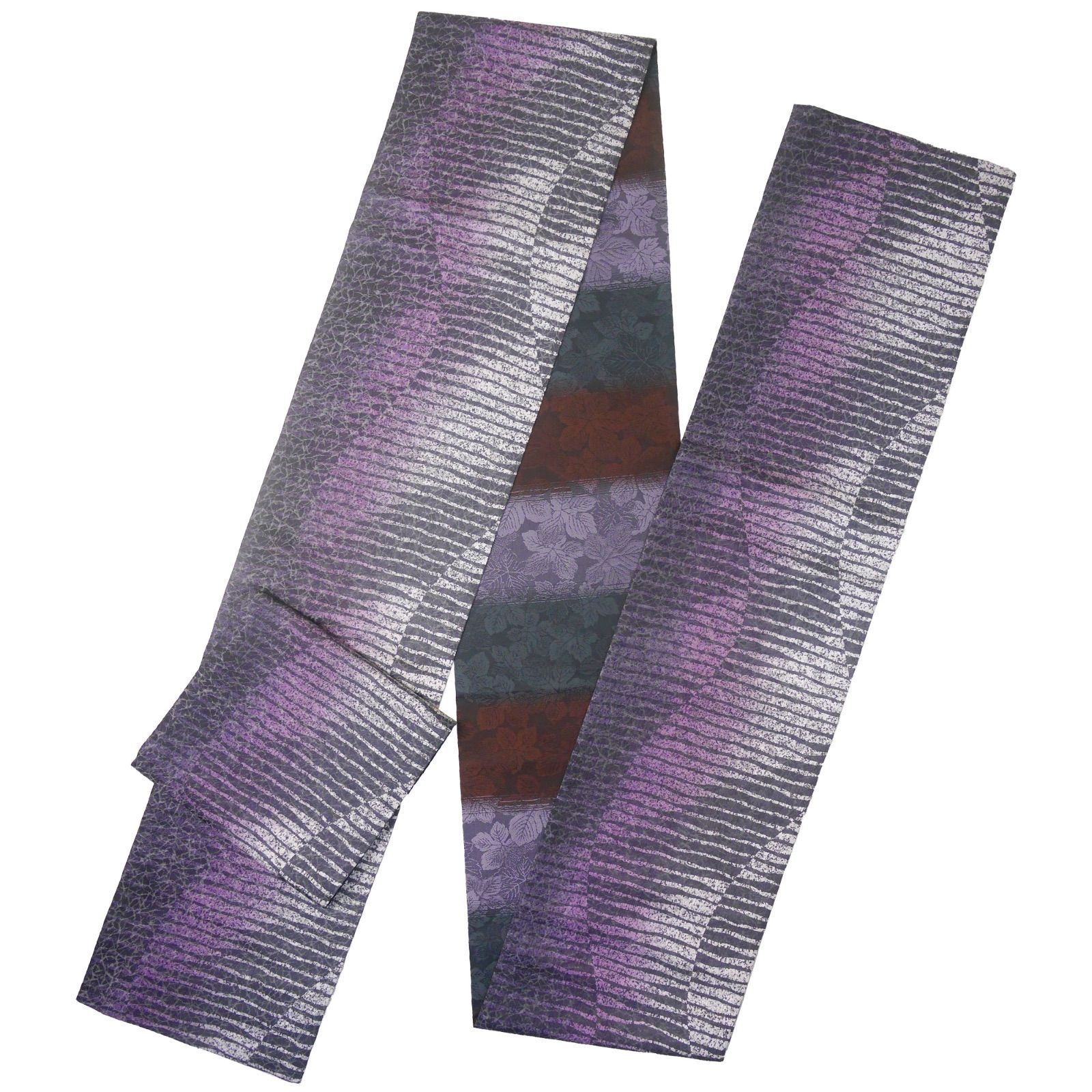 新品 西陣 帯 袋帯 黒 紫 ぼかし 幾何学 仕立済 dhukuroobi121