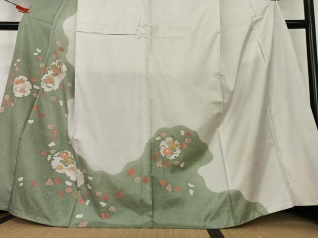 平和屋着物○本場染大島紬 訪問着 手描き 絞り 雪輪花文 中昌釉織物  