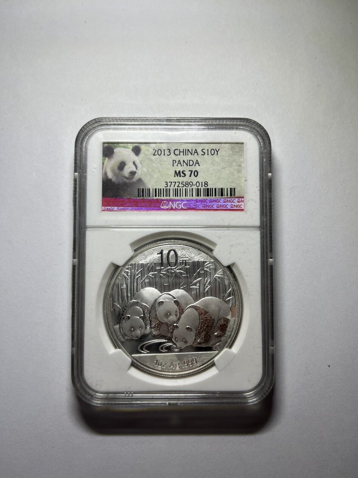 2013 China Silver Panda 10 Yuan Coin Early Releases 1oz .999 NGC Graded MS70