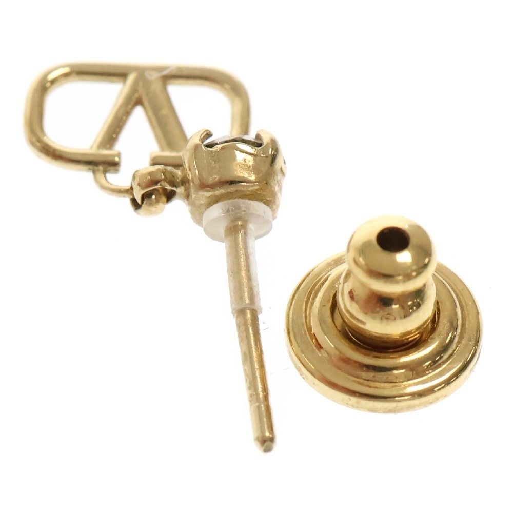 VALENTINO (ヴァレンチノ) Vロゴ ラインストーンピアス ゴールド  