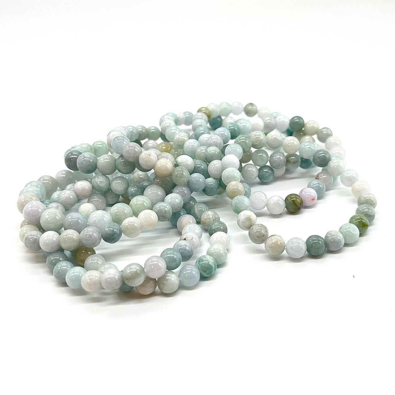 翡翠 ヒスイ 天然ミャンマーA貨カラフルブレスレット 約8〜9mm珠 幸福