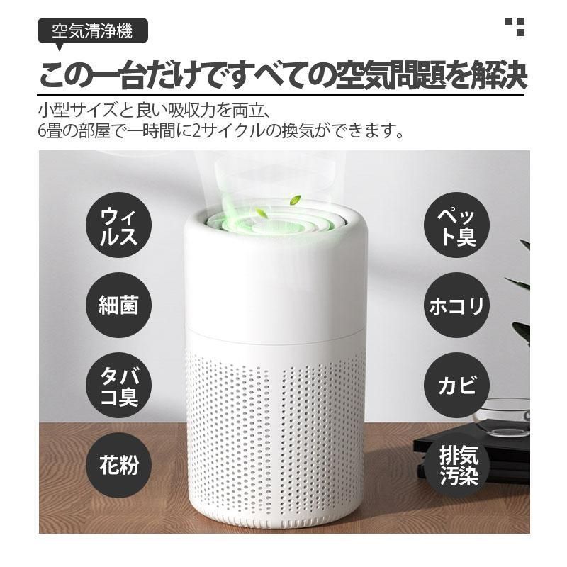 コンパクト 空気清浄機 小型 静音 卓上 ホワイト 15畳対応 空気清浄機 花粉 小型 15畳 PM2.5 省エネ 卓上 静音 加湿なし 除