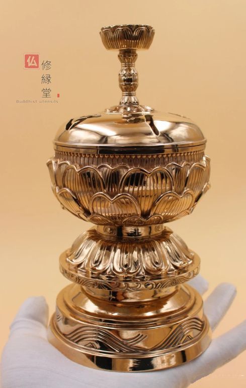 チベット密教法具 大悲香炉 仏教法器 真鍮製 31cm - 金属工芸