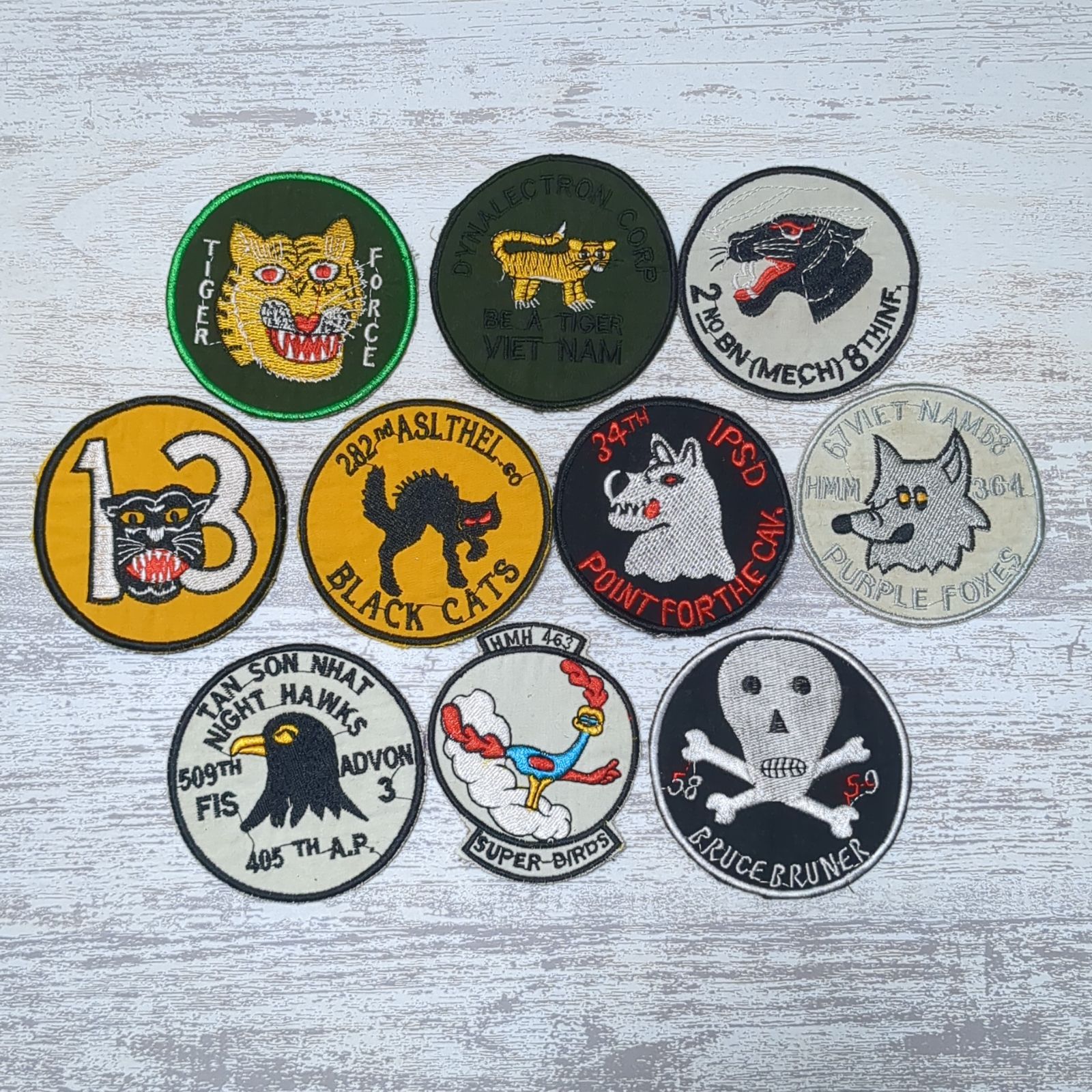【定番，新品】 ホワイトブロッコリー様10枚　ベトナム 戦争 ワッペン パッチ 刺繍 おしゃれ アメカジ 軍物 人気 その他