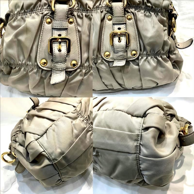 プラダ（PRADA）ナッパ ゴーフル2WAYバッグ ギャザーナイロン
