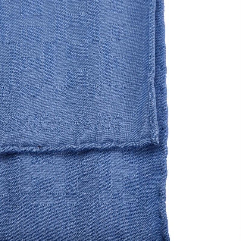 エルメス H柄 ライトブルー カシミヤ ウール シルク レディース HERMES  