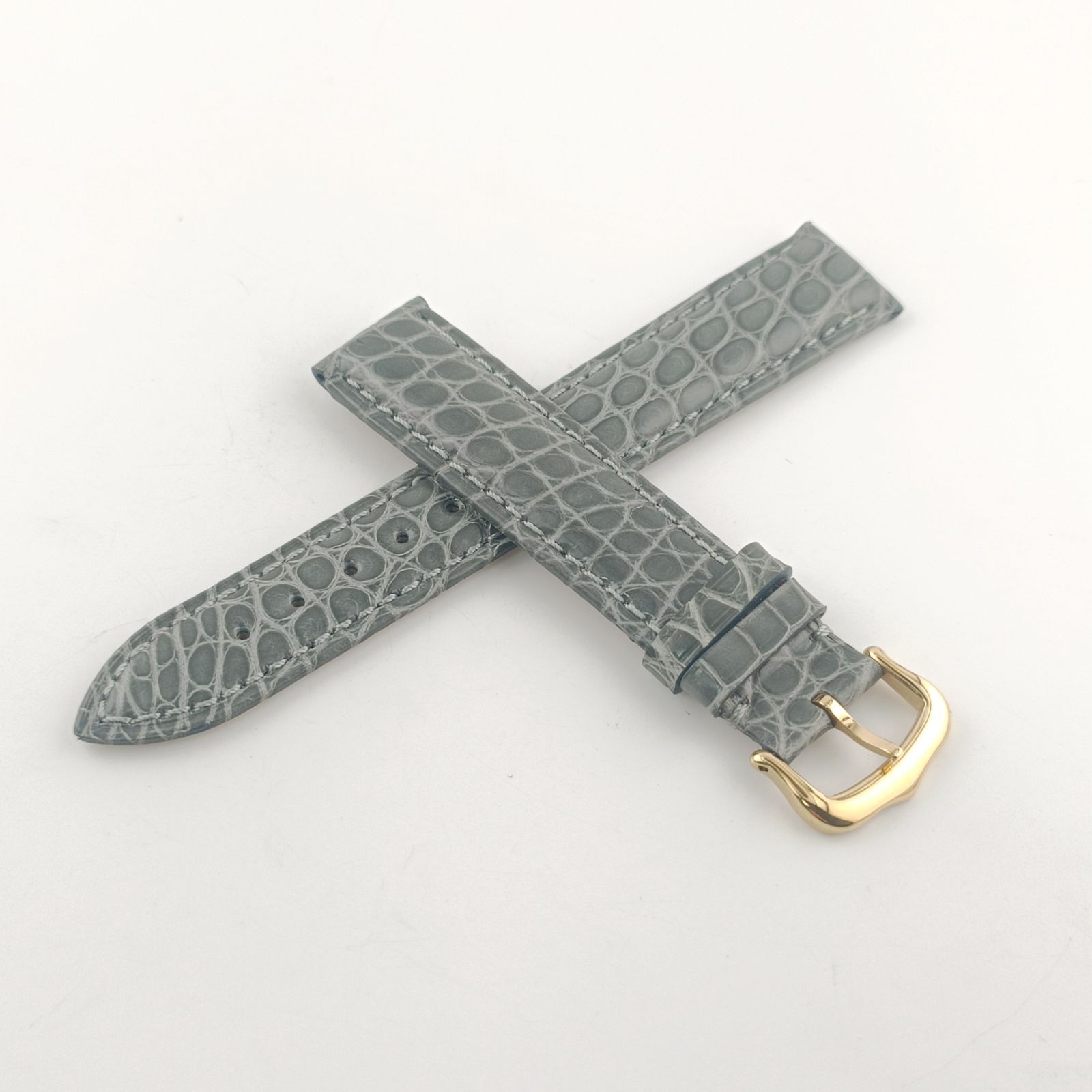 17mm 腕時計 アリゲーター レザー ベルト グレー 尾錠タイプ 対応 カルティエ タンク 等 Cartier