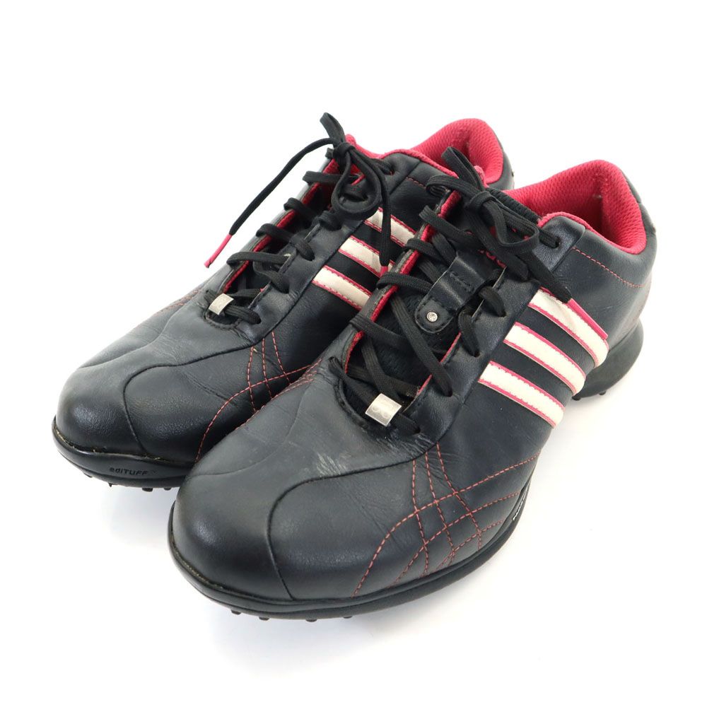 美品 ゴルフシューズ EVG 79 1003 オールレザー アディダス ゴルフ シューズ 25 ブラック adidas EVG 79 1003
