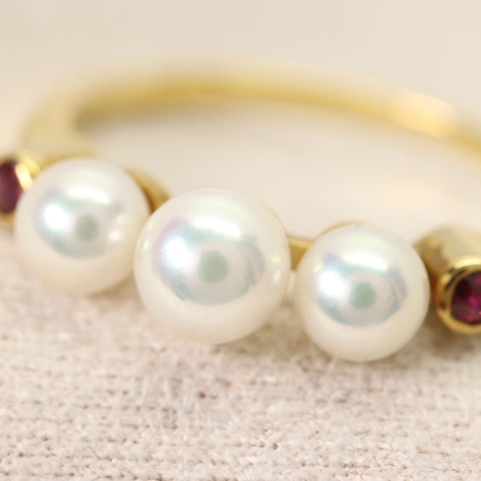 K18金ベビーパールルビーリング 美品 ミキモト ベビーパール K18