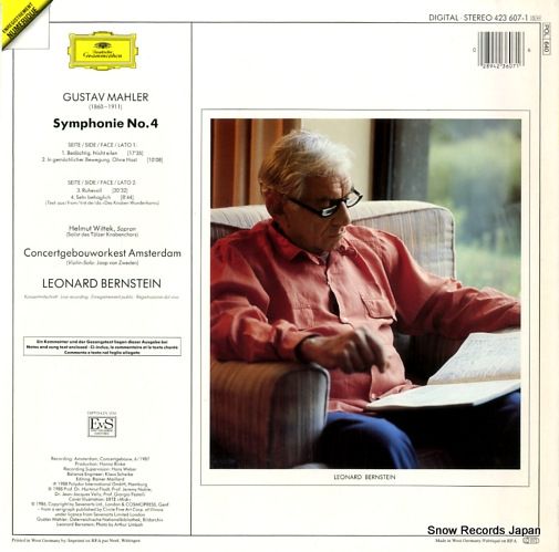 レコード】レナード・バーンステイン mahler; symphonie no.4 423607-1