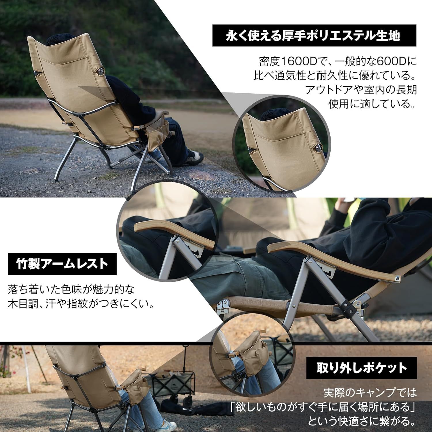 ICECO 4段階リクライニング式 ハイバックチェア 10年品質保証・耐荷重