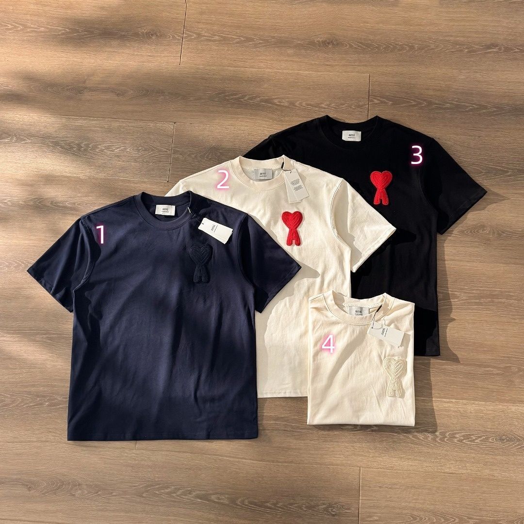 アミパリス　AMIPARIS ピンク ハート刺繍 半袖Tシャツ 即日発送】AmiParis アミパリス Tシャツ Lサイズ 男女兼用