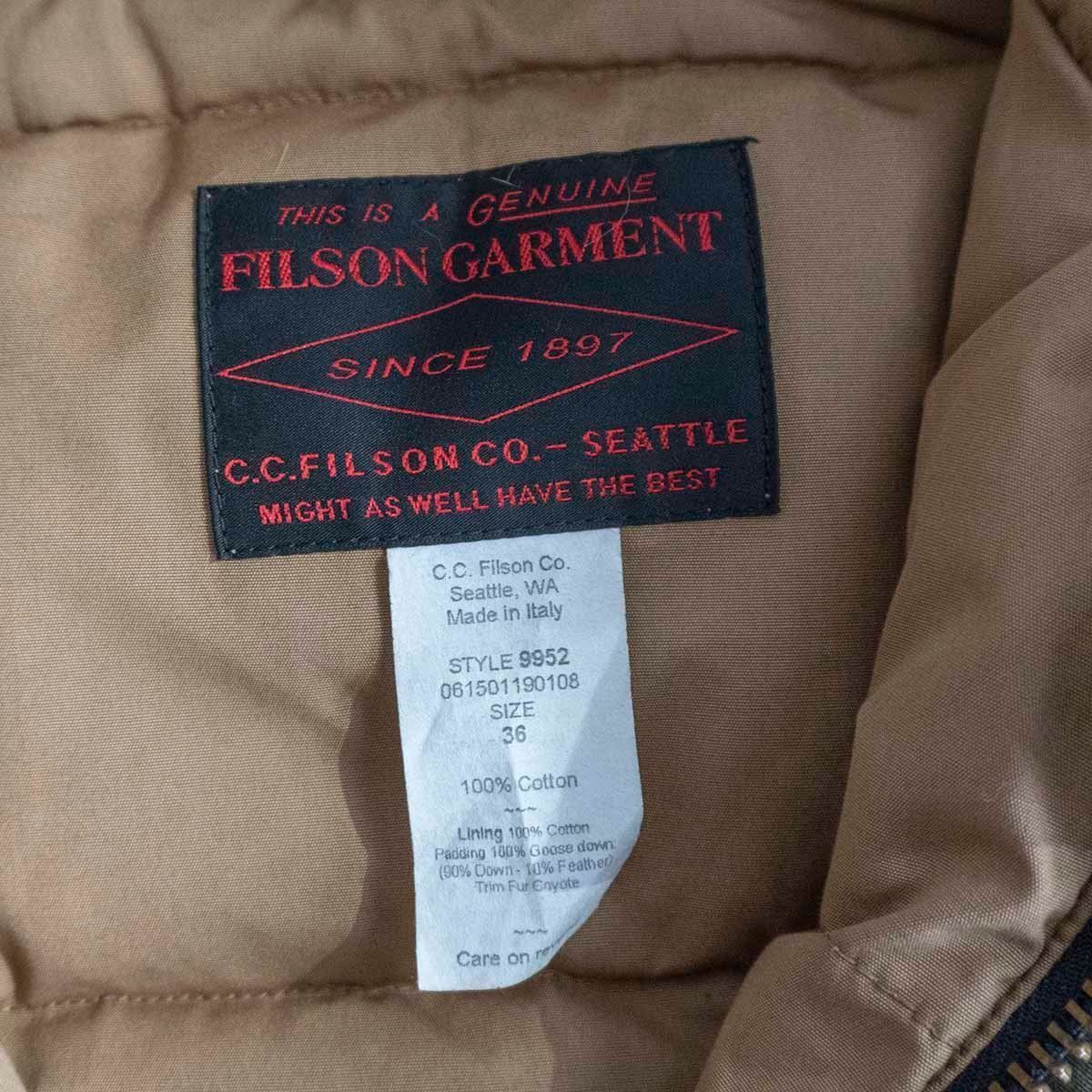 【希少】FILSON ITALY COLLECTION【アラスカンパーカー】36 ダウン オイルドコート イタリア製 フィルソン 2401001