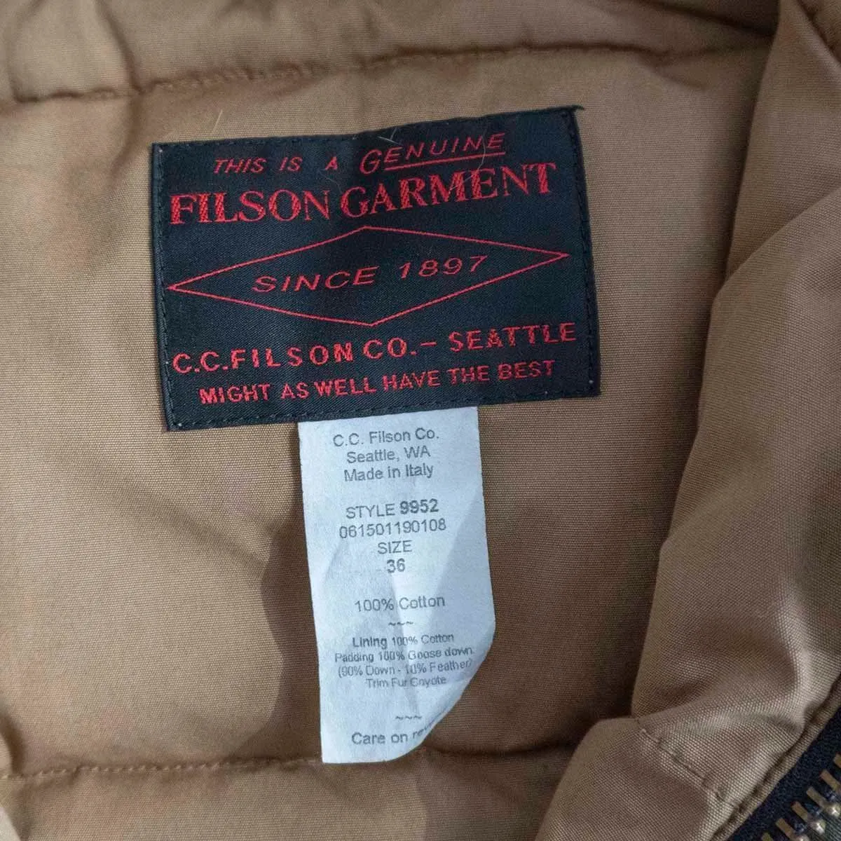 希少】FILSON ITALY COLLECTION【アラスカンパーカー】36 ダウン