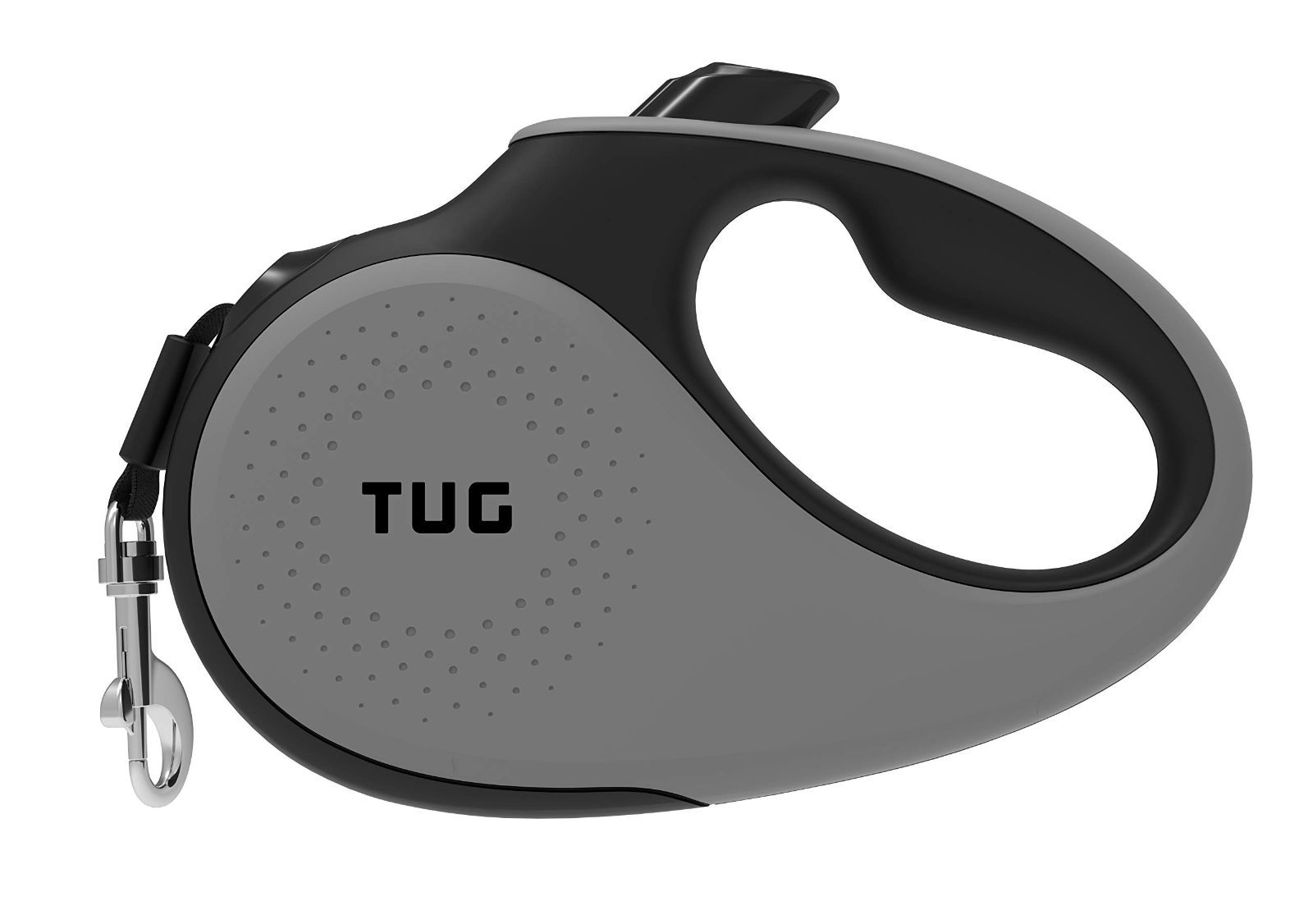 人気商品 TUG 360°絡まない格納式犬用リード 最大50kgの犬に対応 | 5m 強力ナイロンテープ|リボン | 片手ブレーキ|一時停止|ロック Lサイズ グレー