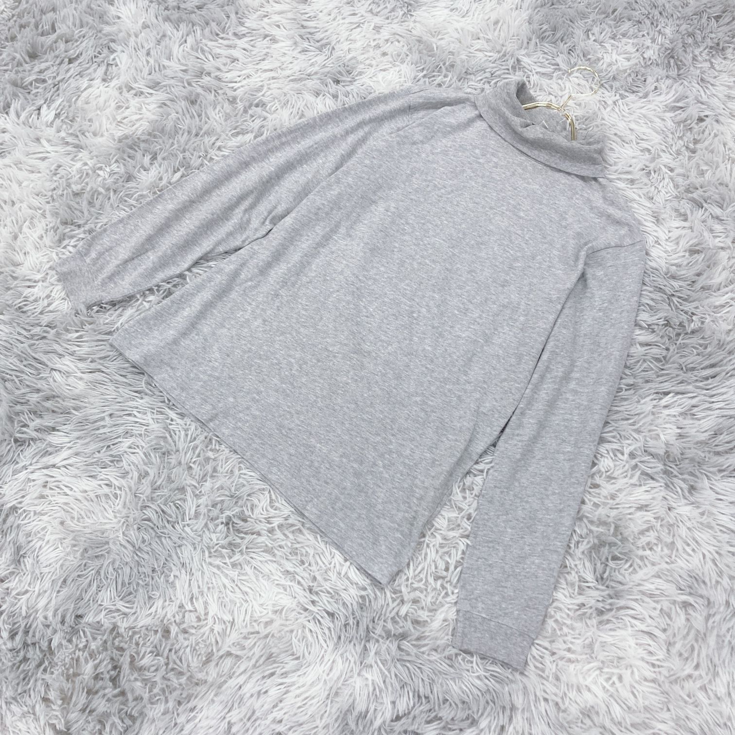 【完売】UNIQLO ユニクロ ソフトコットンモックネック  (L)  カジュアル  無地  メンズ  グレー系  灰色【送料無料】