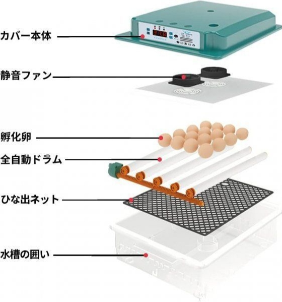 自動孵卵器インキュベーター 恒温器 鳥類専用ふ卵器 孵化器 自動転卵式 アヒル 鶏卵 アヒル うずら 恒温孵化器全自動 6-16個の卵