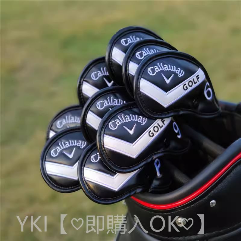 Callaway ゴルフクラブカバー アイアンセット ゴルフヘッド保護カバー 黒 9点セット