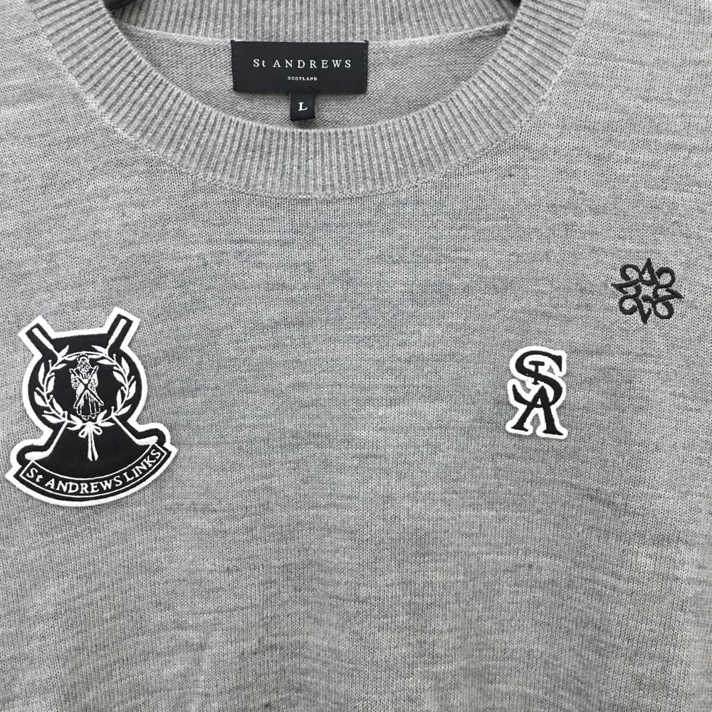 アンパスィ ニットセーター 長袖 LL グレー 総柄 大きいサイズ