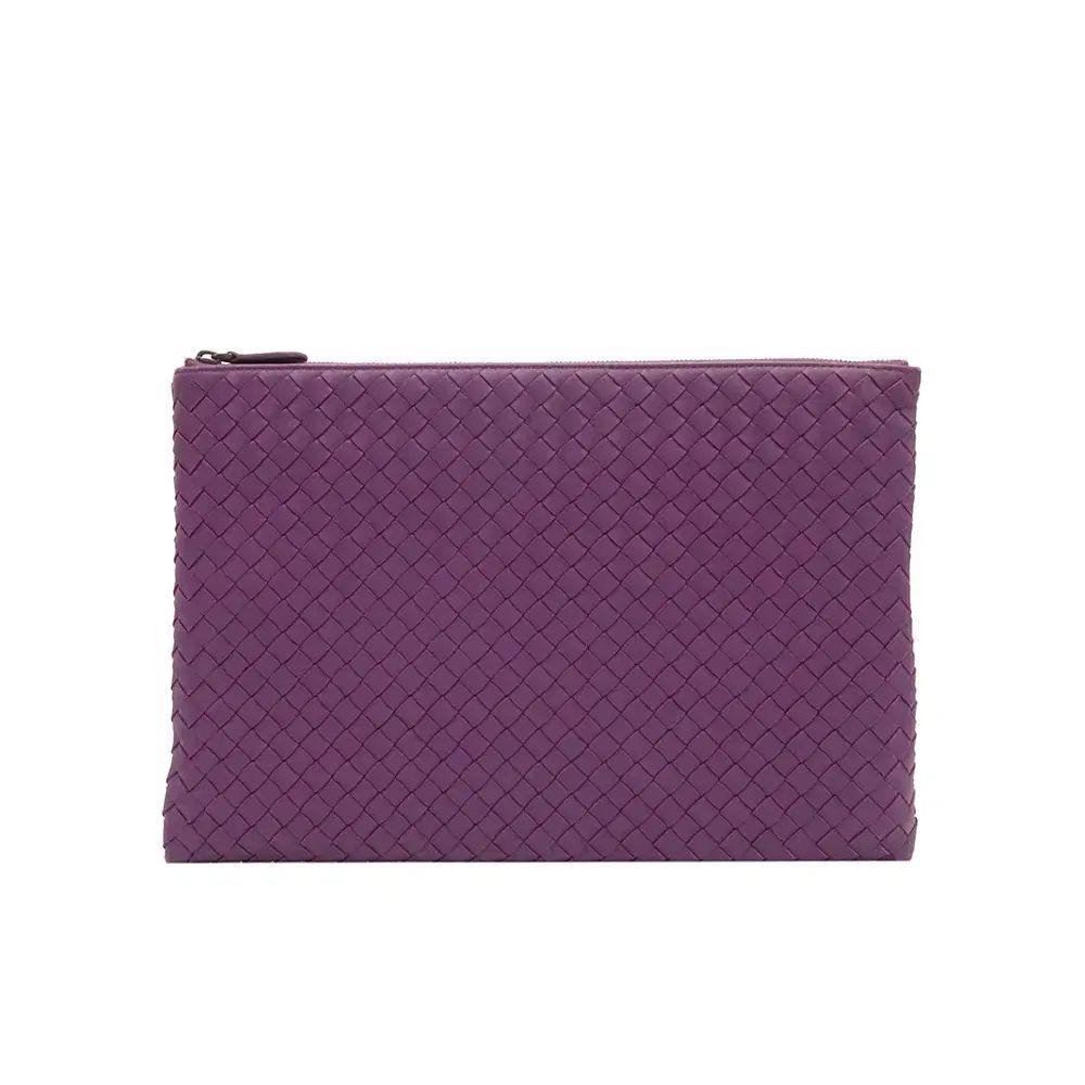 Bottega Veneta ボッテガヴェネタ 紫 イントレチャート ナッパ ミディアム ポーチ クラッチ 522430