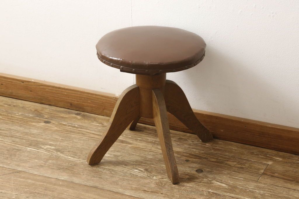 和製アンティーク 回転椅子 ナラ材 大正ロマン チェア イス レトロ ②