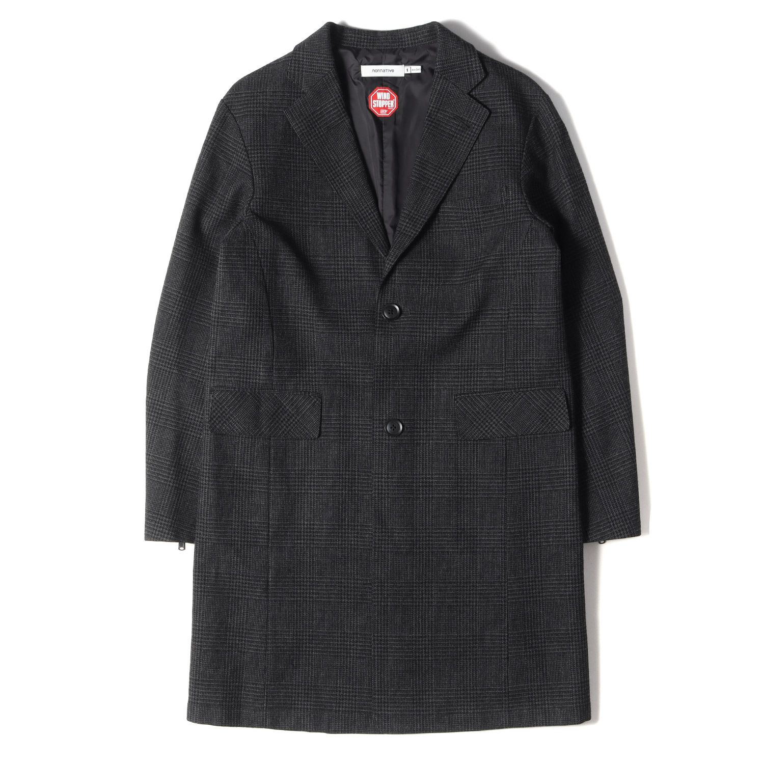nonnative ウール コート 2 黒 チャコール グレー　ジャケット ステンカラー】ウールコート/グレー×チェック（294402-51-22-7_P