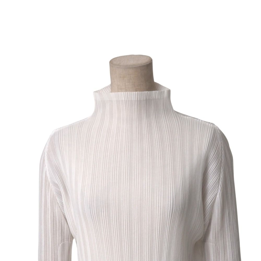 イッセイミヤケ　プリーツプリーズ　長袖　カットソー　モックネック　日本製　3 □美品□PLEATS PLEASE ISSEY MIYAKE プリーツプリーズ イッセイ