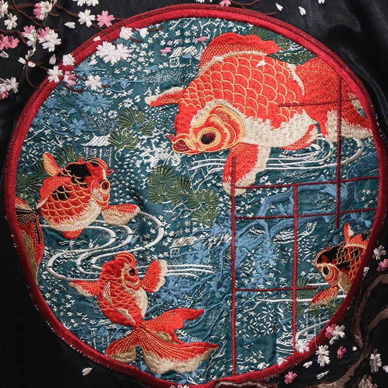 花旅楽団 桜と金魚鉢 刺繍 和柄 スカジャン（SSJ-501） 2カラー - メルカリ