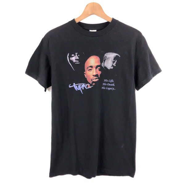 【古着】 2PAC トゥーパック ミュージックTシャツ His Legacy ヒップホップ ラップ ブラックミュージック ブラック系 メンズS 【中古】 n055934