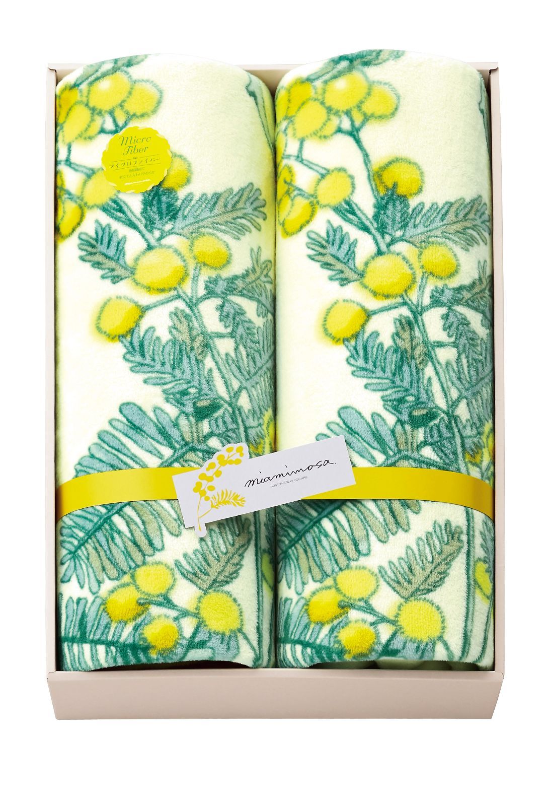 ミアミモザ プリントマイクロファイバー毛布2枚セット