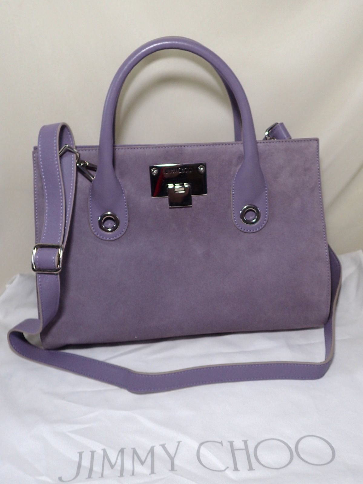 ジミーチュウRILEY/S ライリーS 2way ハンドバッグ ショルダー 紺 はな