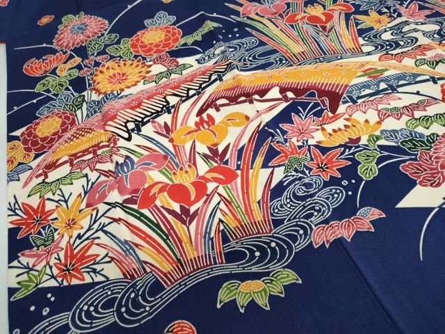 風景草花文 正絹