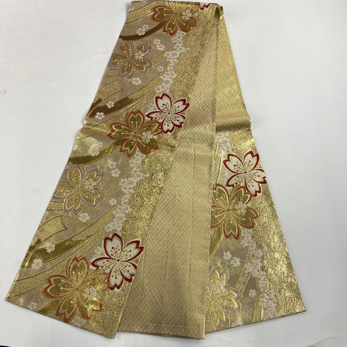 振袖 身丈166cm 裄丈66cm M 袷 袋帯フルセット 桜 箔 金彩 紫 正絹